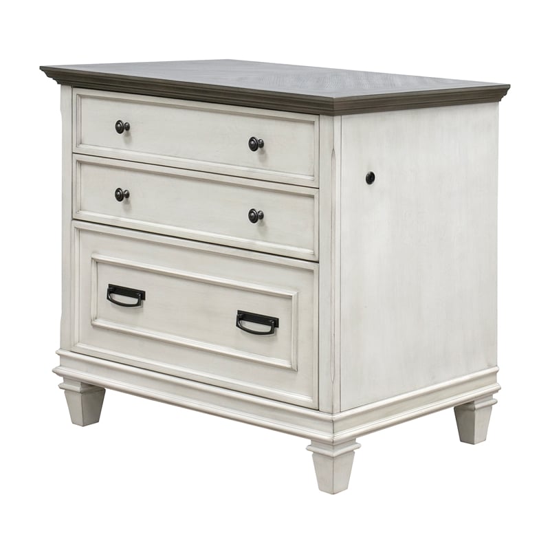 Bowery Hill Set of 3 L-Shaped Office Desk & Bookcase with Doors & File Cabinet