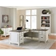 Bowery Hill Set of 3 L-Shaped Office Desk & Bookcase with Doors & File Cabinet