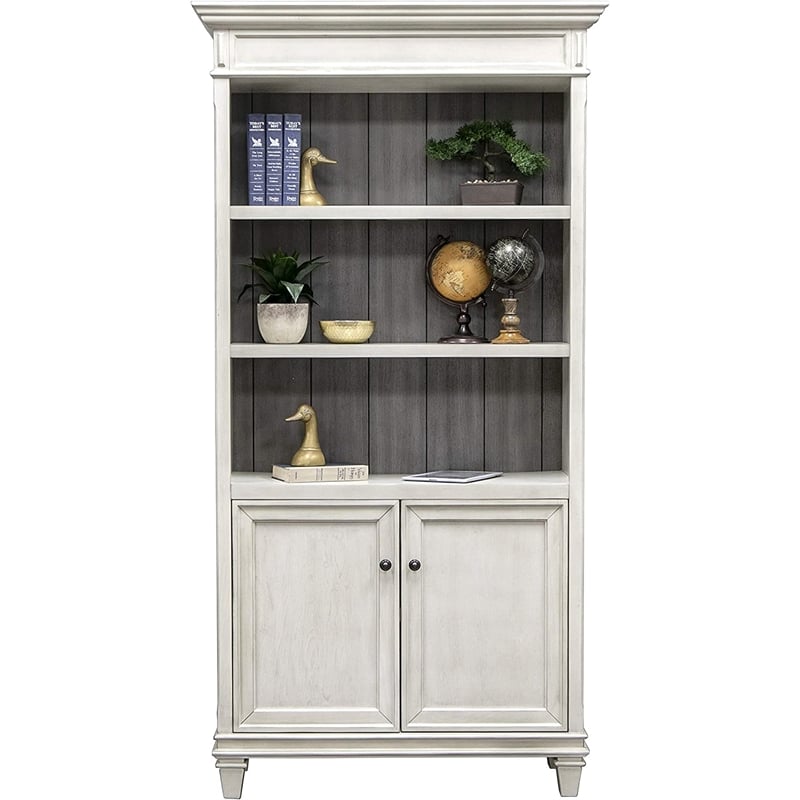 Bowery Hill Set of 3 L-Shaped Office Desk & Bookcase with Doors & File Cabinet