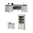 Bowery Hill Set of 3 L-Shaped Office Desk & Bookcase with Doors & File Cabinet