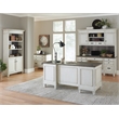 Bowery Hill Set of 3 Double Pedestal Desk & Bookcase with Doors & File Cabinet