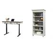 Bowery Hill Set of 2 Writing Office Desk and Open Bookcase in White