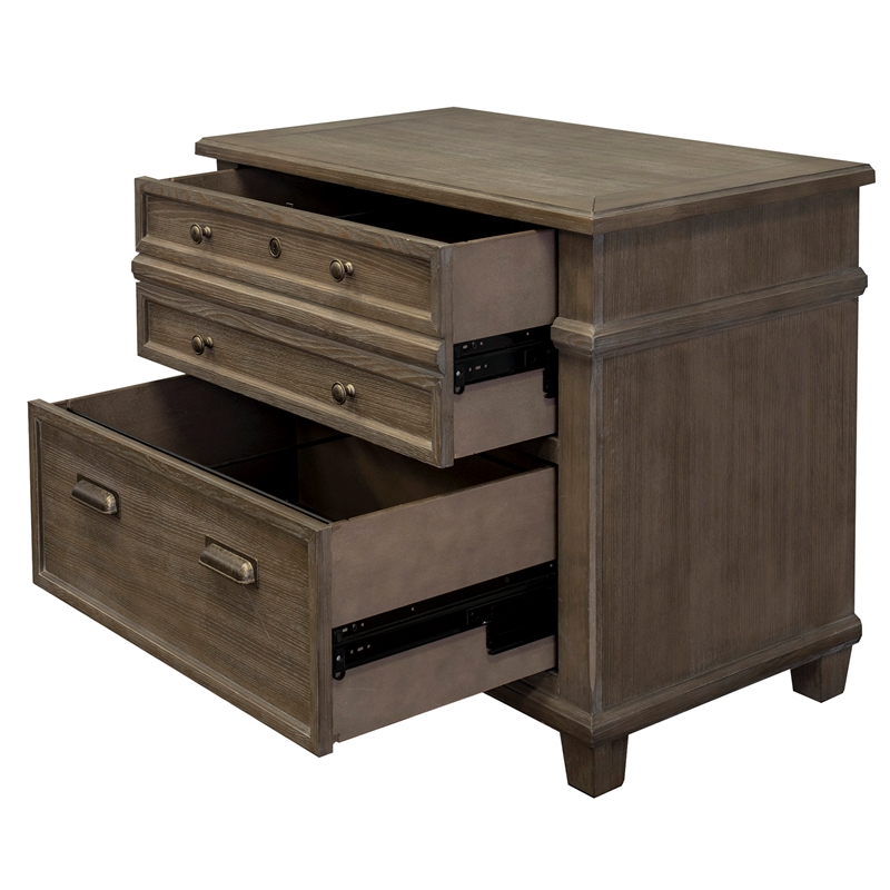 Bowery Hill 3Pc Set L-Desk & Return Office Desk & Open Bookcase & Filing Cabinet