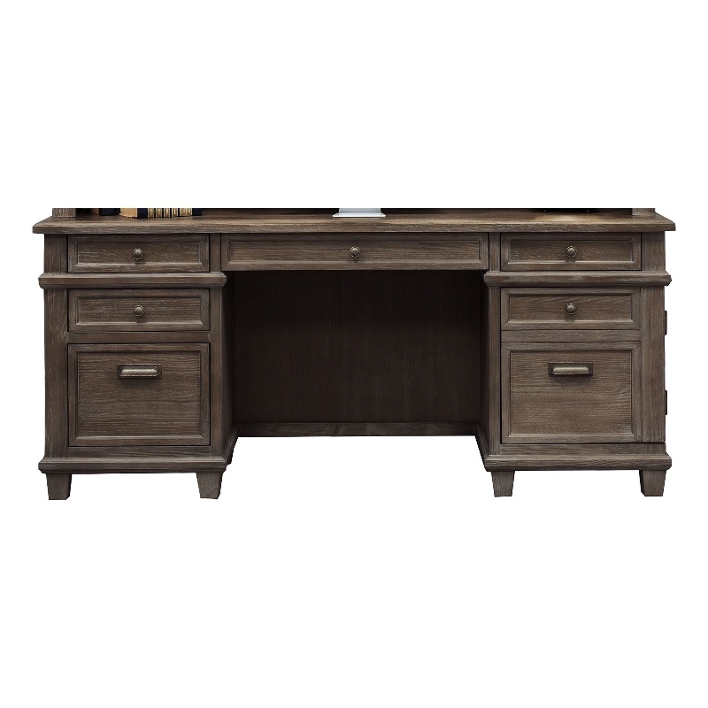Bowery Hill Set of 3 Credenza Office Desk & Open Bookcase & Filing Cabinet