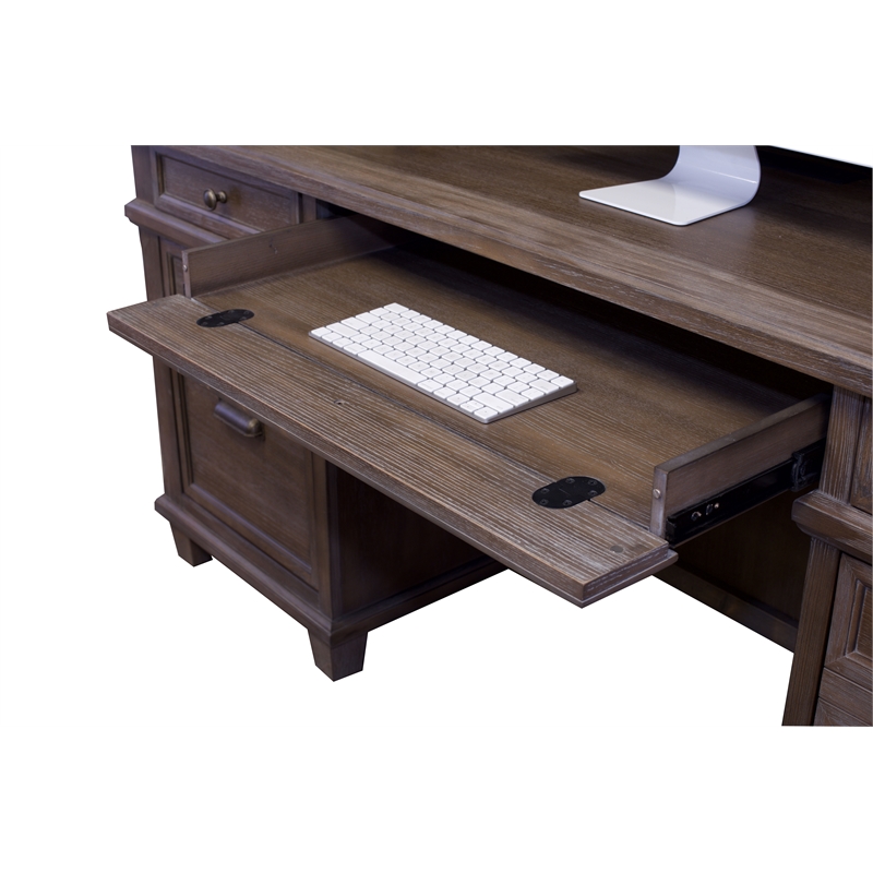 Bowery Hill Set of 3 Credenza Office Desk & Open Bookcase & Filing Cabinet