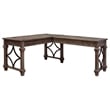 Bowery Hill Set of 2 Open L-Desk & Return Writing Desk & Glass Display Bookcase