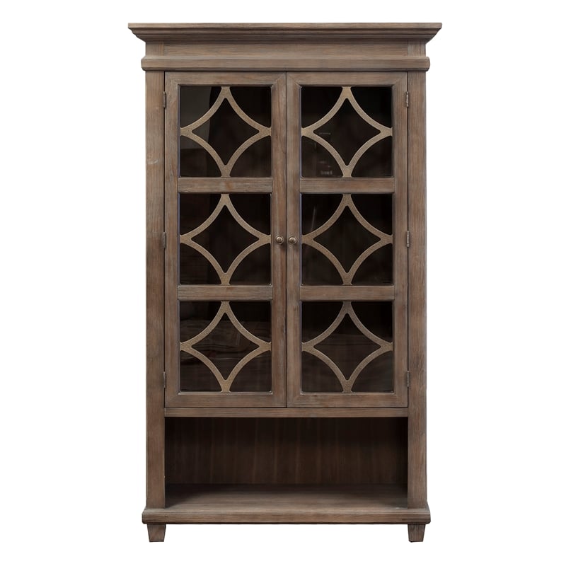 Bowery Hill Set of 2 Electronic Sit/Stand Desk and Glass Display Bookcase - Gray