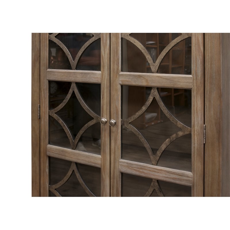 Bowery Hill Set of 2 Electronic Sit/Stand Desk and Glass Display Bookcase - Gray