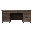 Bowery Hill Set of 2 Credenza Office Desk Writing Table and Open Bookcase - Gray
