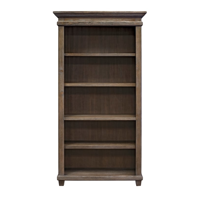 Bowery Hill Set of 2 Credenza Office Desk Writing Table and Open Bookcase - Gray
