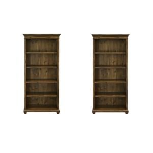 Bowery Hill Set of 2 Office Storage Open Bookcases Fully Assembled in Brown