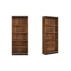 Bowery Hill Set of 2 Open Bookcases Fully Assembled in Rich Medium Brown