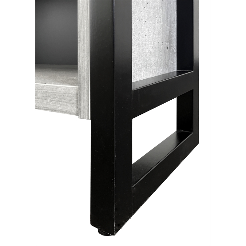 Bowery Hill Set of 2 Open Laminate Bookcases Fully Assembled in Gray