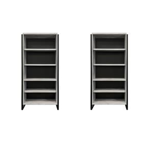 Bowery Hill Set of 2 Open Laminate Bookcases Fully Assembled in Gray
