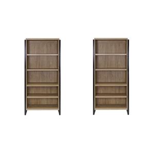 Bowery Hill Set of 2 Open Laminate Bookcases Fully Assembled in Light Brown