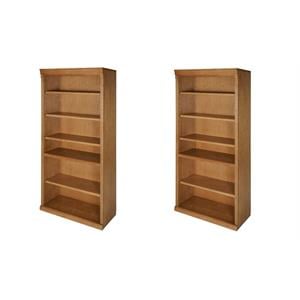 Bowery Hill Set of 2 Contemporary 6-Shelves 72&quotH Bookcases in Natural
