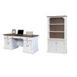 Bowery Hill Set of 2 Double Pedestal Executive Office Table and Bookcase