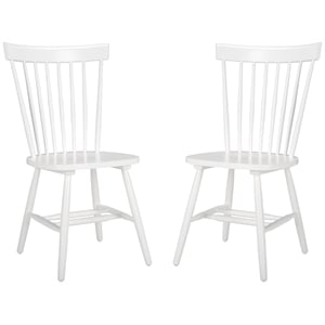 Bowery Hill Contemporary Oak Dining Chair in White (Set Of 2)