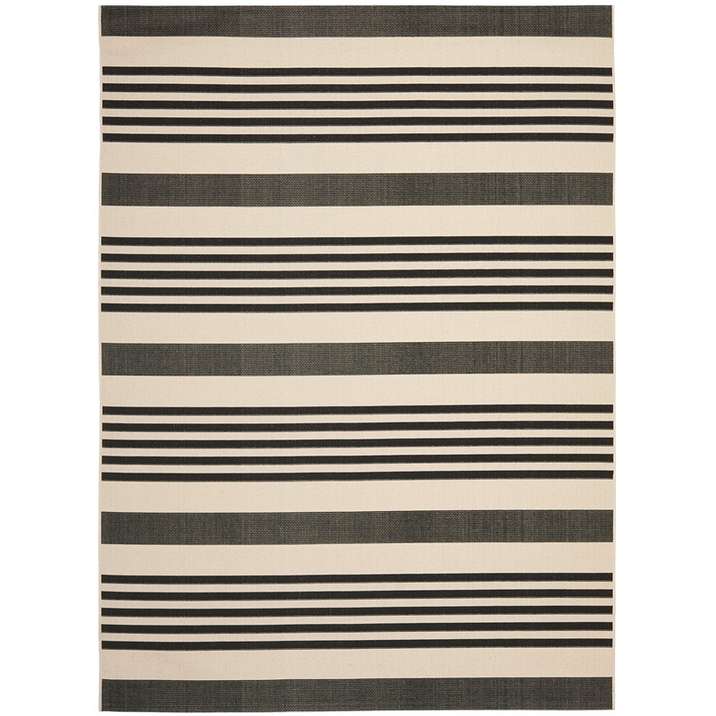 Bowery Hill Bohemian Polypropylene Black Indoor Outdoor Rug - 9' x 12'