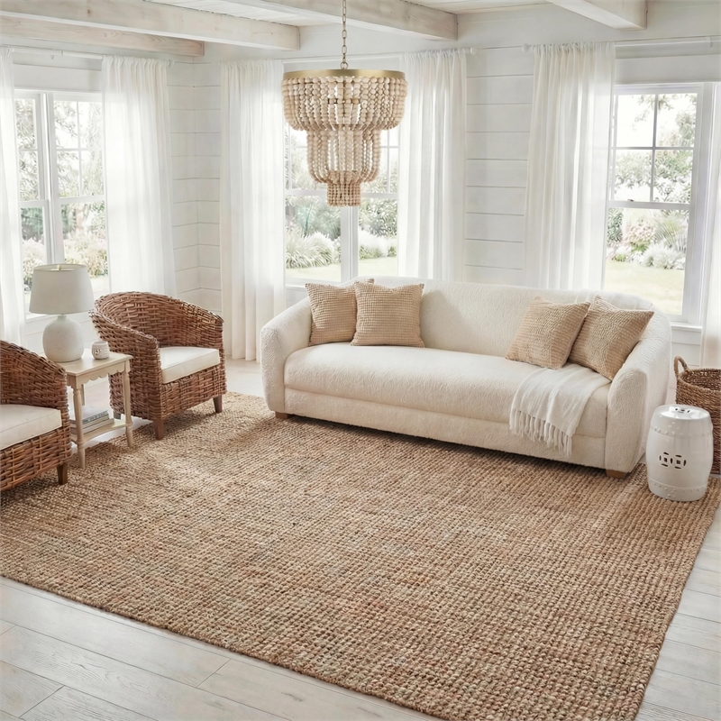 Bowery Hill Transitional Jute Beige Finish Area Rug - 8' x 10'