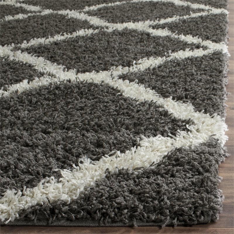 Bowery Hill Contemporary Polypropylene Dark Gray Shag Rug - 8' x 10'