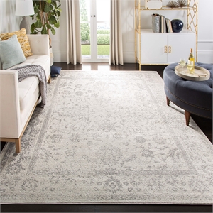 Bowery Hill Contemporary 10' X 14' Power Loomed Rug in Ivory and Silver