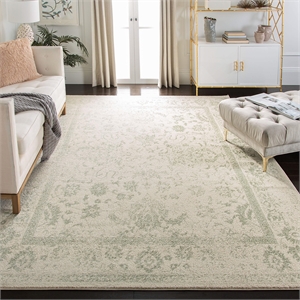 Bowery Hill Contemporary 6' X 9' Power Loomed Rug in Ivory and Sage