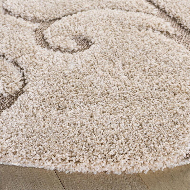 Bowery Hill Contemporary 8' X 8' Round Rug in Cream and Beige