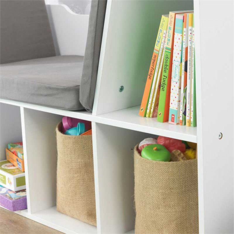 Bowery Hill Contemporary 6 Cubby Bookcase with Reading Nook in White