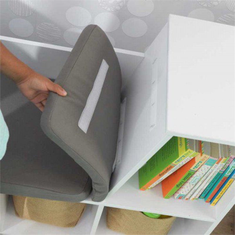 Bowery Hill Contemporary 6 Cubby Bookcase with Reading Nook in White