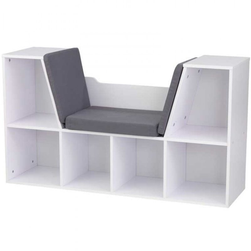 Bowery Hill Contemporary 6 Cubby Bookcase with Reading Nook in White