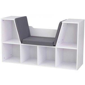 Bowery Hill Contemporary 6 Cubby Bookcase with Reading Nook in White