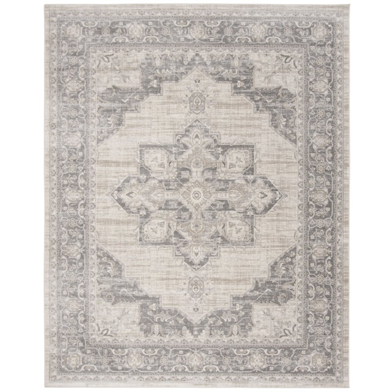 Bowery Hill Contemporary Fabric 10' x 13' Rug in Cream and Gray