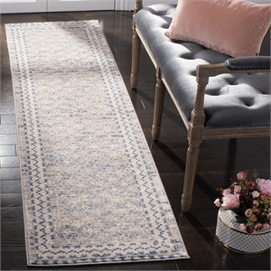 Bowery Hill Contemporary 2' x 12' Runner Rug in Light Gray and Blue