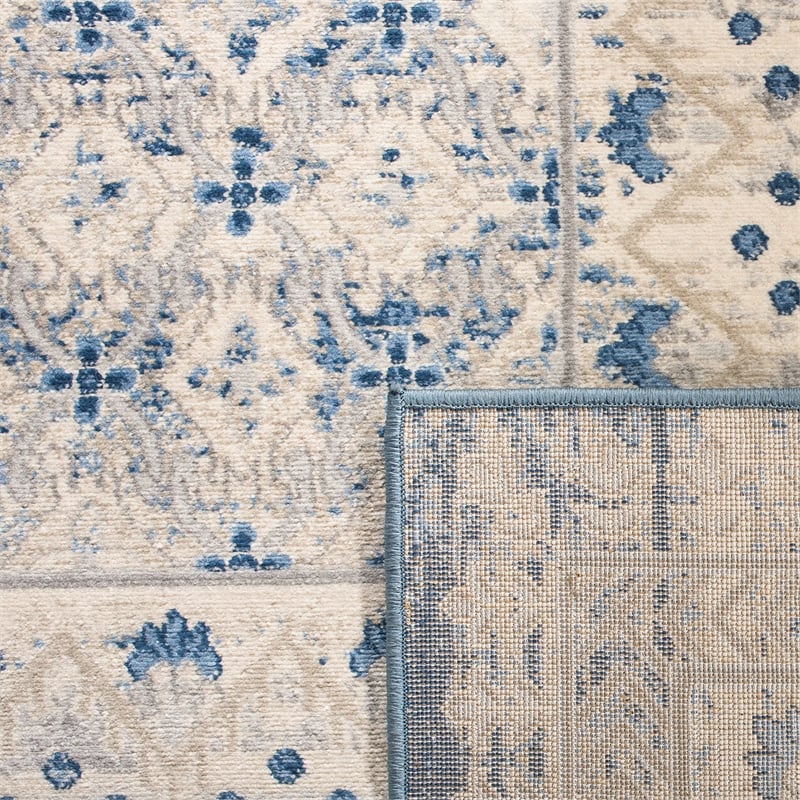 Bowery Hill Contemporary 2' x 12' Runner Rug in Light Gray and Blue