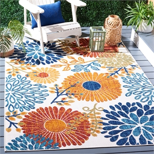 Bowery Hill Contemporary Fabric 4' x 6' Rug in Creme and Red