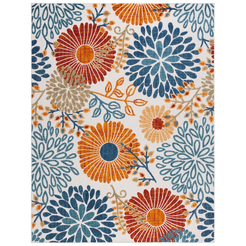 Bowery Hill Contemporary Fabric 8' x 10' Rug in Creme and Red