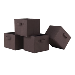Bowery Hill Foldable Transitional Fabric Baskets in Chocolate (Set of 4)