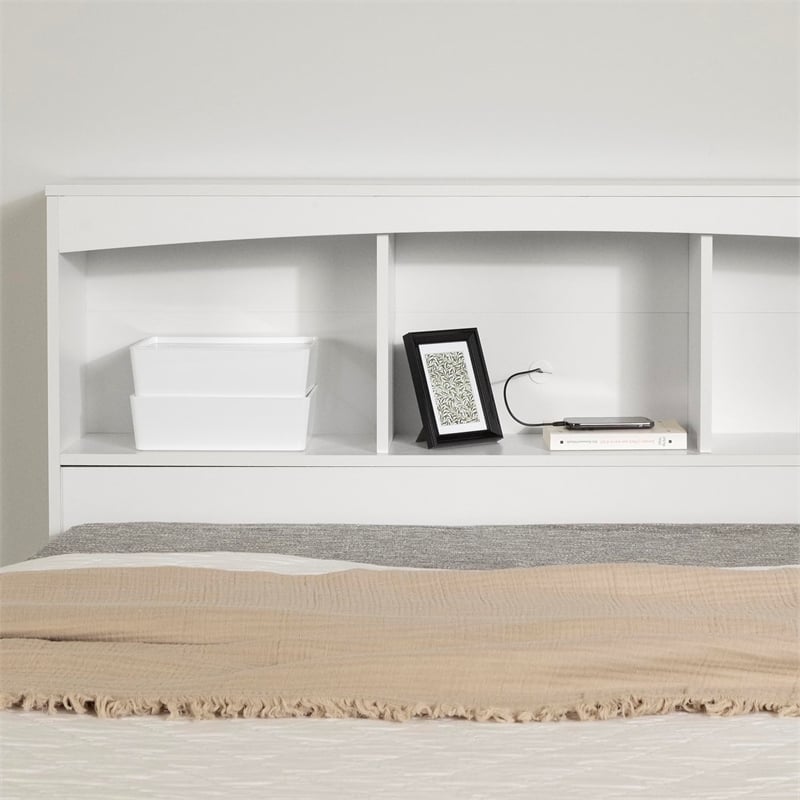 Bowery Hill Contemporary Full Bookcase Headboard in Pure White