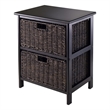 Bowery Hill Transitional Solid Wood Storage Rack w/ 2 Foldable Baskets - Black