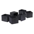 Bowery Hill Foldable Transitional Fabric Baskets in Black (Set of 6)