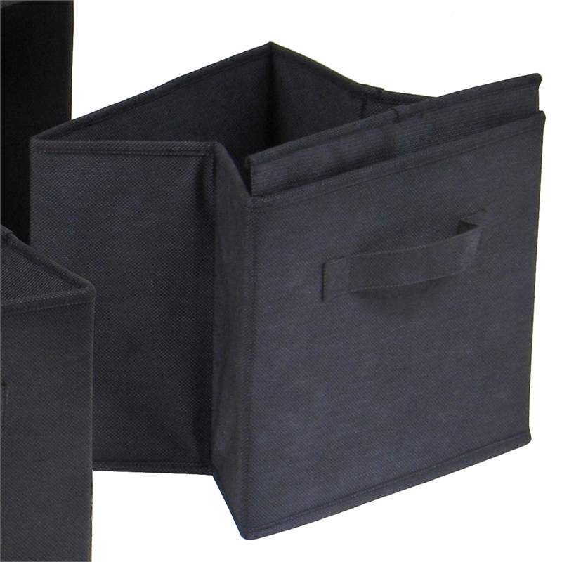 Bowery Hill Foldable Transitional Fabric Baskets in Black (Set of 6)