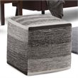 Bowery Hill Contemporary Boho Cube Pouf in Patterned Gray Melange Cotton