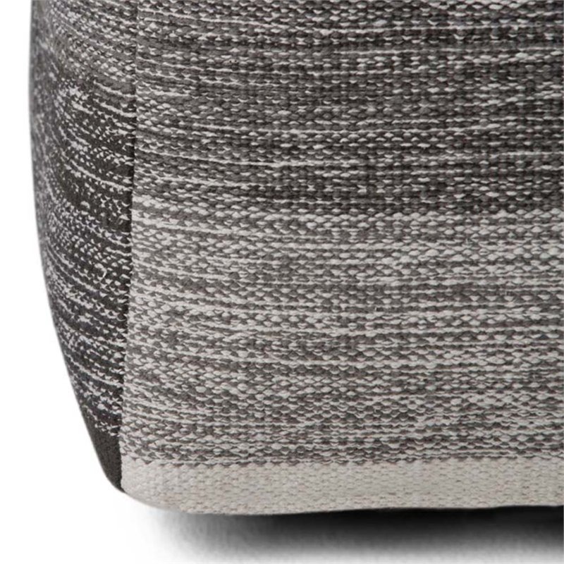 Bowery Hill Contemporary Boho Cube Pouf in Patterned Gray Melange Cotton