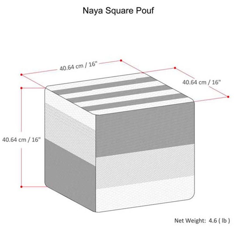 Bowery Hill Contemporary Boho Cube Pouf in Patterned Gray Melange Cotton