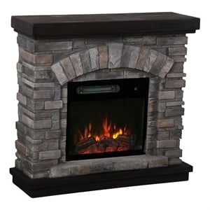 Bowery Hill 36 in. Magnesium Oxide Freestanding Electric Fireplace in Gray
