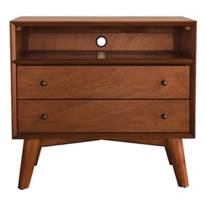 Bowery Hill Large Wood 2 Drawer Nightstand in Chestnut (Brown)