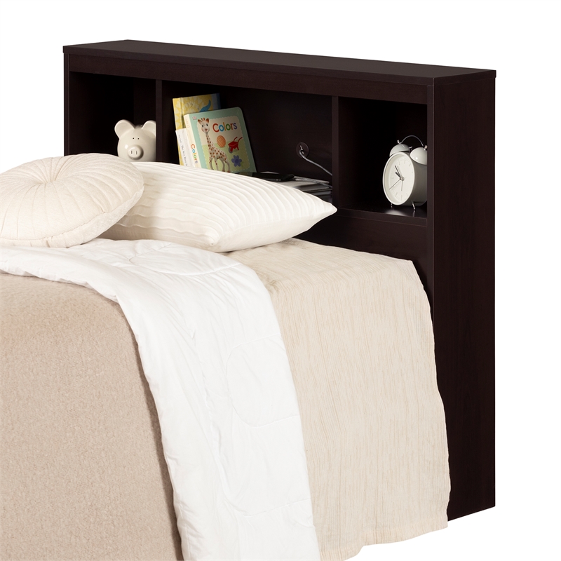 Bowery Hill Contemporary Bookcase Twin Headboard in Chocolate Finish