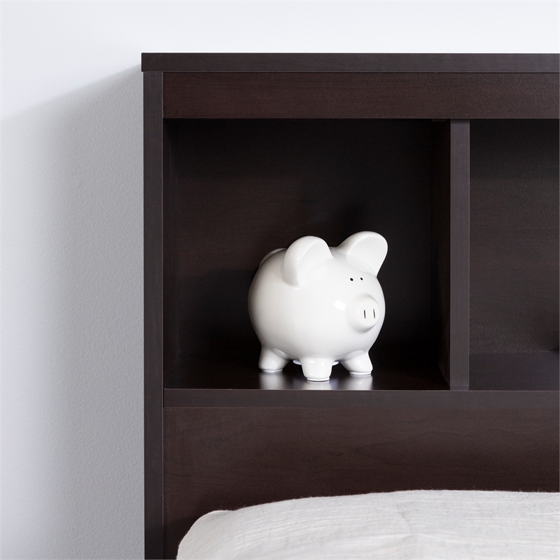 Bowery Hill Contemporary Bookcase Twin Headboard in Chocolate Finish