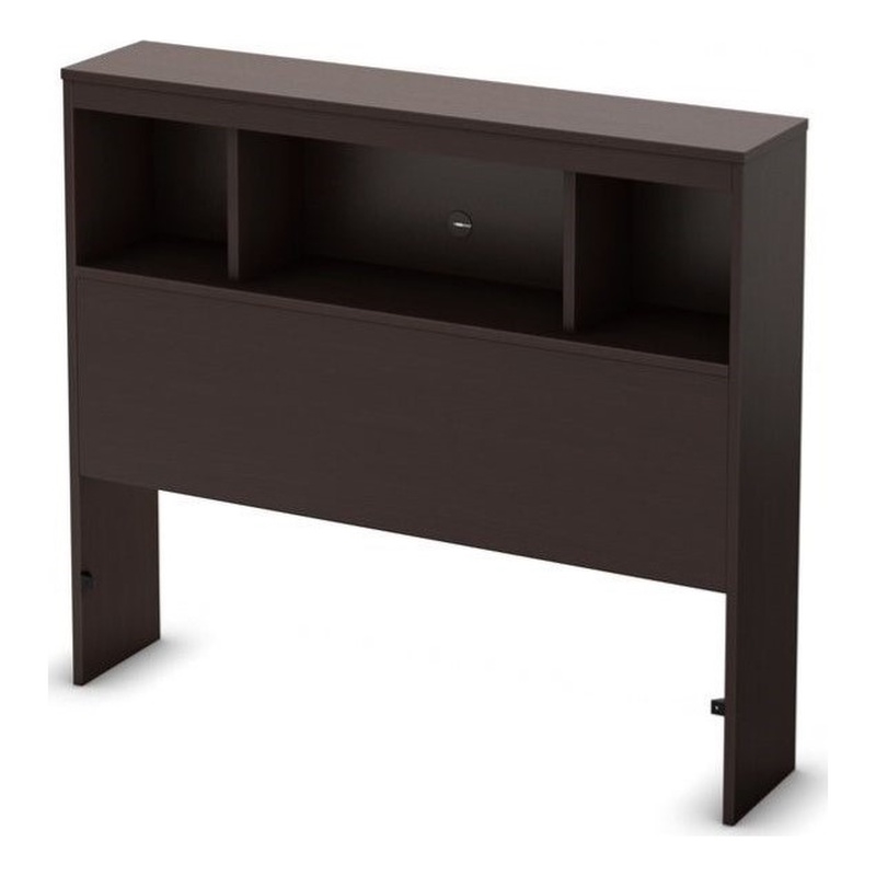 Bowery Hill Contemporary Bookcase Twin Headboard in Chocolate Finish
